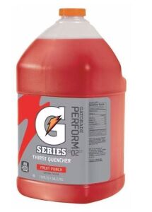 DESCRIPTION: (2) SPORTS DRINK CONCENTRATE BRAND/MODEL: GATORADE INFORMATION: FRUIT PUNCH SIZE: 1 GALLON RETAIL$: $17.17 EA QTY: 2