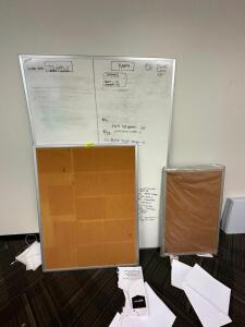 ASSORTED WHITE AND CORK BOARDS