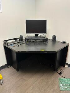 CORNER DESK WITH CONTENTS