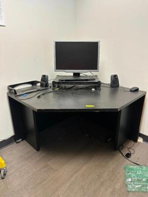 CORNER DESK WITH CONTENTS