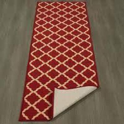 OTTOMANSON Ottohome Collection Contemporary Moroccan Trellis Design Dark Red 2 ft. x 5 ft. Runner Rug