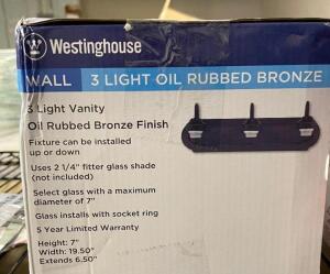 WESTINGHOUSE 3 Light Wall Fixture Oil Rubbed Bronze Finish