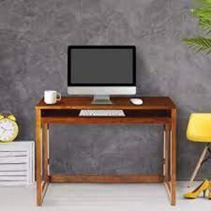 CASUAL HOME Warm Brown Folding Desk with Pull-Out and USB Port