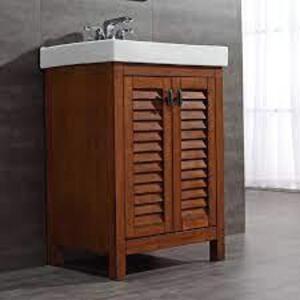 Camden 24 in. Vanity in Pine with Vitreous China Vanity Top in White