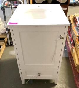 (SMALL CHIP ON ONE CORNER) 18" Single Bathroom Vanity in White