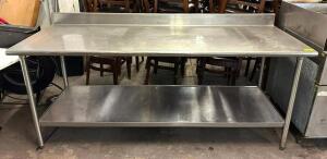 DESCRIPTION: 7' STAINLESS TABLE WITH WELDED UNDERSHELF SIZE: 84"X30"X35" QTY: 1