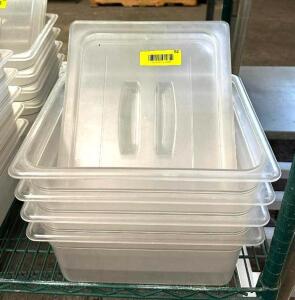 DESCRIPTION: (4) 1/2 SIZE PLASTIC PANS WITH LIDS QTY: 4