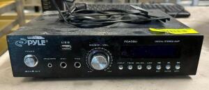 DESCRIPTION: DIGITAL STEREO AMP BRAND/MODEL: PYLE PDA5BU QTY: 1