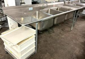 DESCRIPTION: 3-COMPARTMENT SINK WITH DOUBLE DRAIN BOARD SIZE: 102" QTY: 1