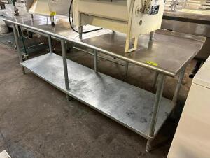 DESCRIPTION: 8' STAINLESS STEEL TABLE WITH CAN OPENER SIZE: 96"X30" QTY: 1