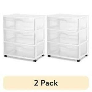 DESCRIPTION: (2) DRAWER STORAGE BIN BRAND/MODEL: STERILITE INFORMATION: WHITE SIZE: 3 DRAWER RETAIL$: $30.00 TOTAL QTY: 2