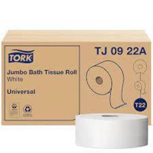 (CASE OF 12) Tork Universal TJ0922A Jumbo Bath Tissue Roll, 2-Ply, 8.8" Dia., 3.55" Width x 1,000' Length, White