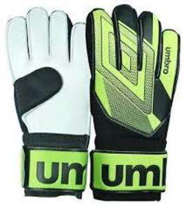 DESCRIPTION: (1) JUNIOR SOCCER GOALIE GLOVES BRAND/MODEL: UMBRO INFORMATION: GREEN SIZE: SIZE JUNIOR RETAIL$: $17.49 EA QTY: 1