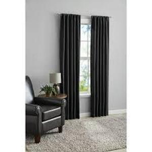 DESCRIPTION: (2) BLACKOUT PANEL PAIR BRAND/MODEL: MAINSTAYS INFORMATION: BLACK SIZE: 62 IN RETAIL$: $$15.98 EA QTY: 2