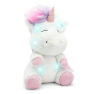 DESCRIPTION: (1) LIGHT UP UNICORN BRAND/MODEL: HUGS AND CUDDLES GLOW BRIGHTS SIZE: 12 in RETAIL$: $19.97 ea QTY: 1