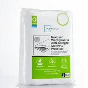 DESCRIPTION: (2) NEXGEN WATERPROOF AND ANTI-ALLERGEN MATTRES PROTECTOR BRAND/MODEL: MAINSTAYS INFORMATION: WHITE SIZE: QUEEN RETAIL$: $11.97 EA QTY: 2