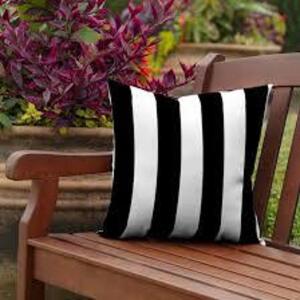 DESCRIPTION: (6) THROW PILLOWS BRAND/MODEL: ARDEN SELECTIONS INFORMATION: STRIPED BLACK AND WHITE SIZE: 15X16X5 RETAIL$: $13.85 EA QTY: 6