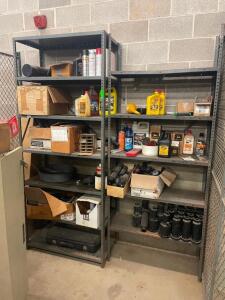 UTILITY SHELF WITH LARGE GROUP OF PVC PIECES AND HARDWARE ITEMS