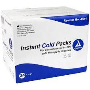 DESCRIPTION: (1) CASE OF (24) INSTANT COLD PACKS BRAND/MODEL: DYNAREX #4511 SIZE: 4X5 RETAIL$: $30.00 EA QTY: 1