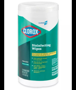 DESCRIPTION: (6) DISINFECTING WIPES BRAND/MODEL: CLOROX SIZE: 75 WIPES PER CONTAINER RETAIL$: $10.50 EA QTY: 6