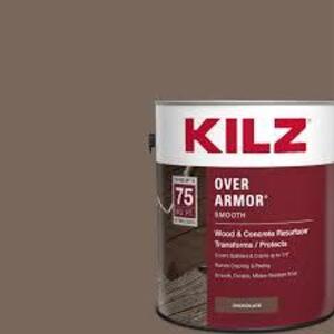 DESCRIPTION: (1) OVER ARMOR TEXTURED BRAND/MODEL: KILZ FLOOR COATINGS INFORMATION: CHOCOLATE SIZE: 1 GALLON RETAIL$: $37.57 EA QTY: 1