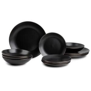 DINNERWARE BLACK ONYX STONEWARE, 12 PIECE SET