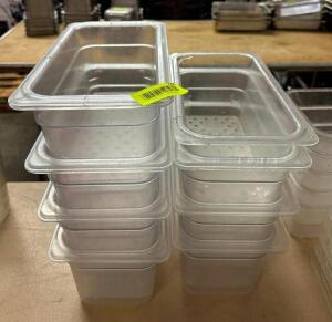 (8) 1/3 SIZE PLASTIC PANS (PERFORATED)