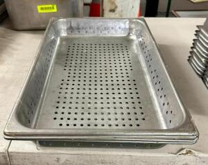 (3) FULL SIZE PERFORATED STAINLESS PANS