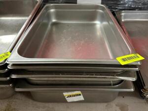 (4) FULL SIZE STAINLESS PANS