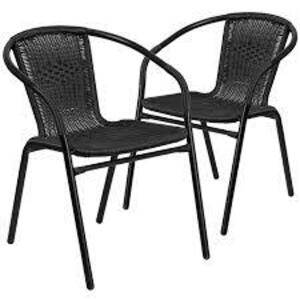 DESCRIPTION: (4) INDOOR-OUTDOOR RESTAURANT STACKING CHAIR BRAND/MODEL: FLASH FURNITURE #TLH-037-BK-GG INFORMATION: RATTAN, DARK GRAY SIZE: 28.5"H 23.5