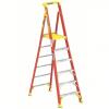 DESCRIPTION: (1) PODIUM STEPLADDER BRAND/MODEL: WERNER #20KJ28 INFORMATION: ORANGE, 300 LB, 56 IN BASE SPREAD SIZE: 9 FT LADDER HT, 6 FT PLATFORM HT R