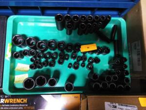 DESCRIPTION: (1) TRAY OF (73) MISC IMPACT SOCKETS BRAND/MODEL: METRIC AND STANDARD INFORMATION: TRAY NOT INCLUDED RETAIL$: $600.00 TOTAL QTY: 1