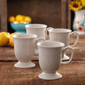 COWGIRL LACE 4-PIECE 14-OUNCE MUG SET, LINEN