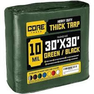 DESCRIPTION: (1) HEAVY DUTY TARPINFORMATION: GREEN / BLACKSIZE: 30' X 30'RETAIL$: $142.99 EAQTY: 1