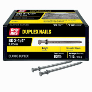 DESCRIPTION: (1) BOX OF (414) NAILS BRAND/MODEL: GRIP-RITE SIZE: 2-1/4 RETAIL$: $21.00 EA QTY: 1