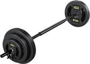 DESCRIPTION: (1) SET OF WEIGHTS AND BAR QTY: 1