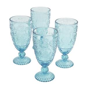 AMELIA 4-PIECE 14.7-OUNCE GOBLET SET, TEAL