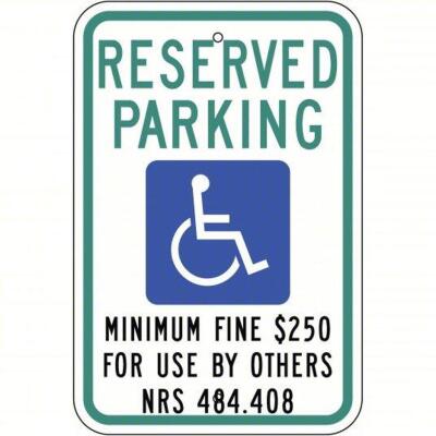 DESCRIPTION: (4) HANDICAP PARKING SIGN BRAND/MODEL: 28AV02 INFORMATION: ALUMINUM RETAIL$: $34.72 EA QTY: 4