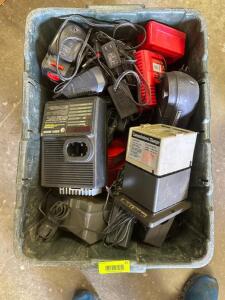 ASSORTED POWER TOOL BATTERIES AND CHARGERS