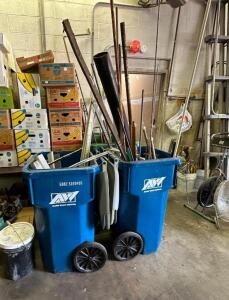 (2)- TRASH CANS OF ASSORTED METAL