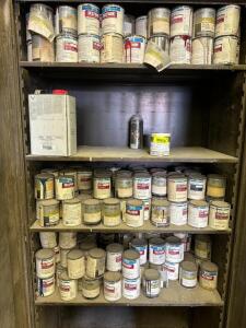 CONTENTS OF STORAGE CABINET-ASSORTED PAINT