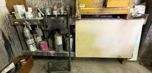 WOODEN WORKBENCH WITH CONTENTS