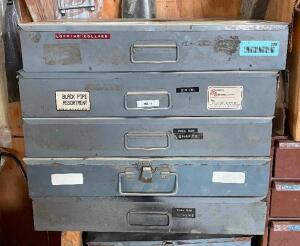 (5) METAL STORAGE DRAWERS FOR SPARE PARTS (CONTENTS INCLUDED)