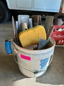 BUCKET OF CONCRETE TOOLS