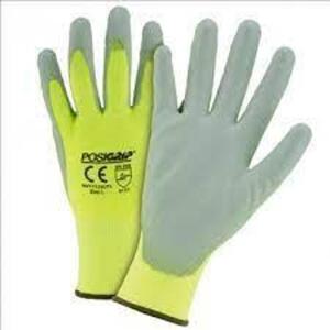 POSIGRIP TOUCH SCREEN HI VIS PALM-COATED NYLON GLOVES-LARGE (6-PACK)