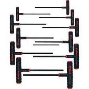 9 IN. SERIES POWER-T T-HANDLE BALL-HEX KEY SET WITH POUCH SIZES 5/64 IN. TO 3/8 IN. (11-PIECE)