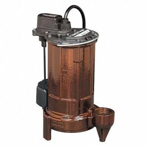 SUMP/EFFLUENT PUMP, HP 1/2, 115V AC, CONTINUOUS, INTERMITTENT DUTY CYCLE, MAX. HEAD 37.0 FT