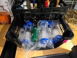 BASKET OF ASSORTED BRANDED WATER BOTTLES