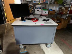 ROLLING MEDIA CART WITH HD WHEELS AND MONITOR