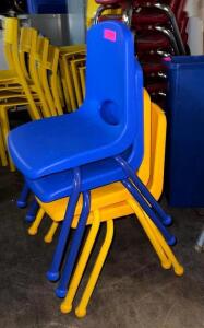 (4) - BLUE AND YELLOW KIDDIE CHAIRS